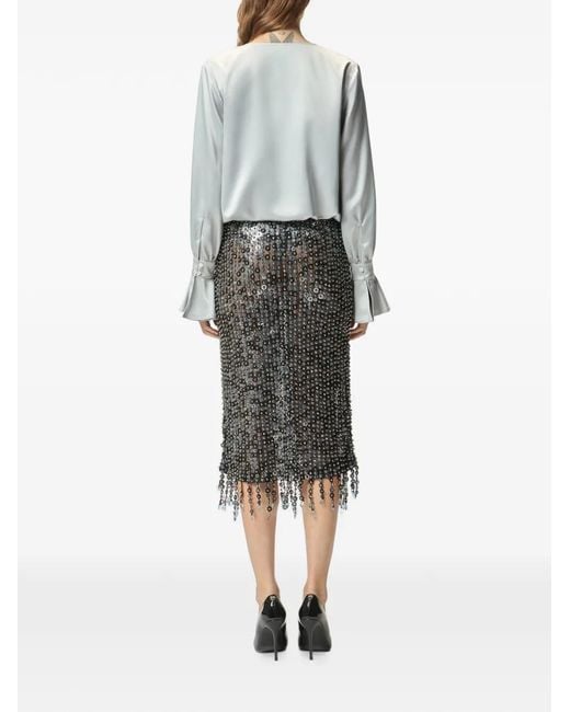 Pinko White Filipa Blouse With Cowl Neck