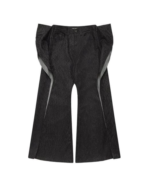 Junya Watanabe Black Jean Déstructuré À Fleurs En Dentelle