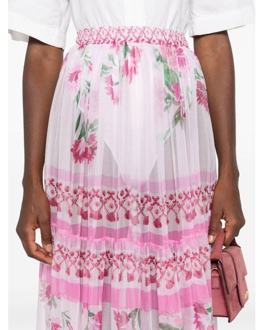 Ermanno Scervino Pink Floral-print Maxi Skirt