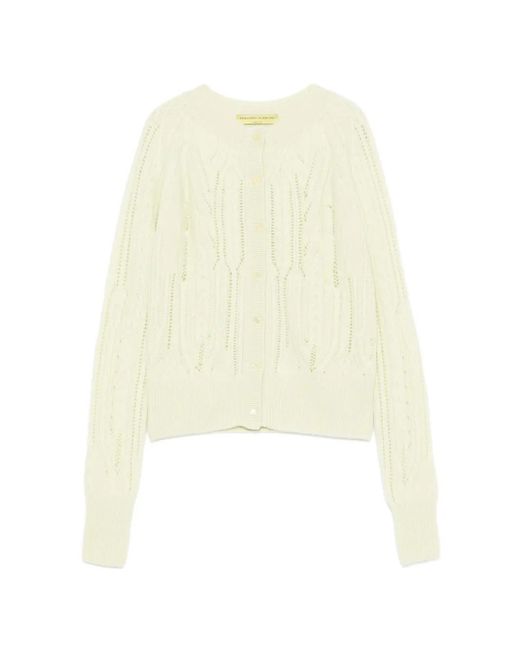 Ermanno Scervino White Cable-Knit Pointelle-Detail Cardigan