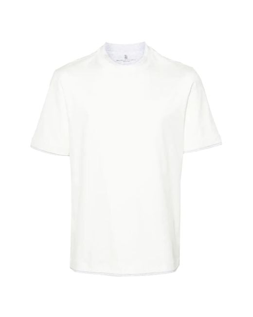 Brunello Cucinelli White Layered-Detail T-Shirt for men