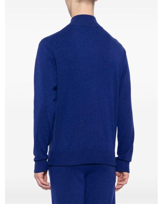 N.Peal Cashmere Blue Knightsbridge Zip-Up Cardigan for men