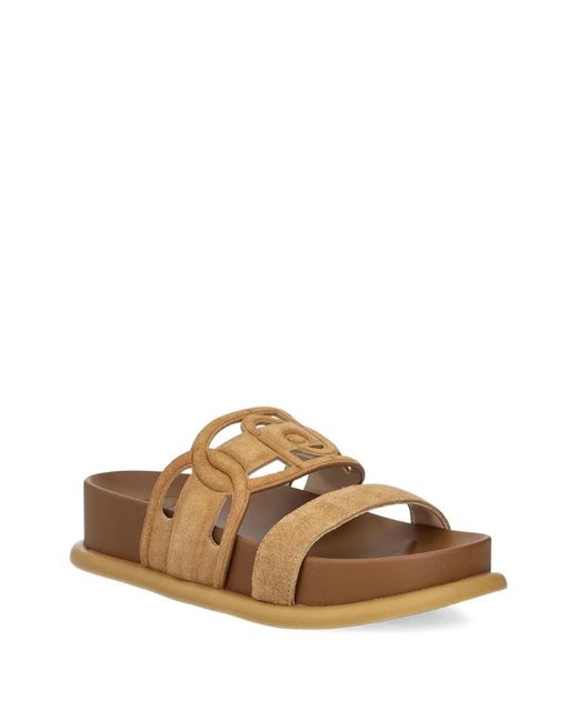 Liu Jo Brown Double-Strap Slide Sandals