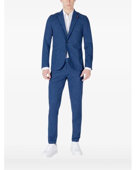 MULISH Blue Pinstripe-Pattern Suit for men