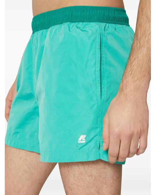 K-Way Green Elastic-Waist Swim Shorts for men