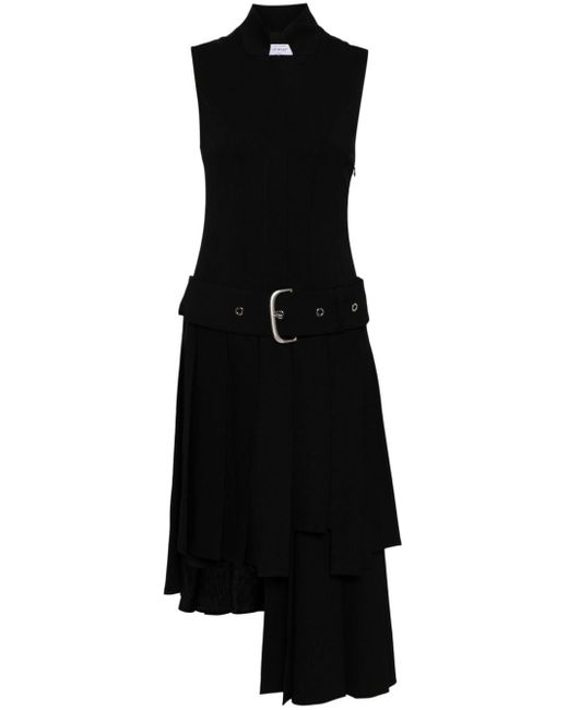 Off-White c/o Virgil Abloh Black Pleated-skirt Buckled Dress