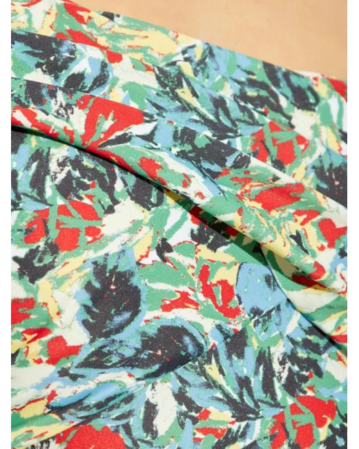 Ganni Multicolor Floral-Print One-Shoulder Swimsuit