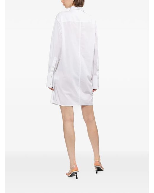 Helmut Lang White Robe-Chemise À Détail Nœud
