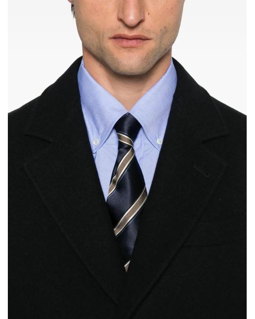 Brunello Cucinelli Black Button-Fastening Patch-Pocket Coat for men