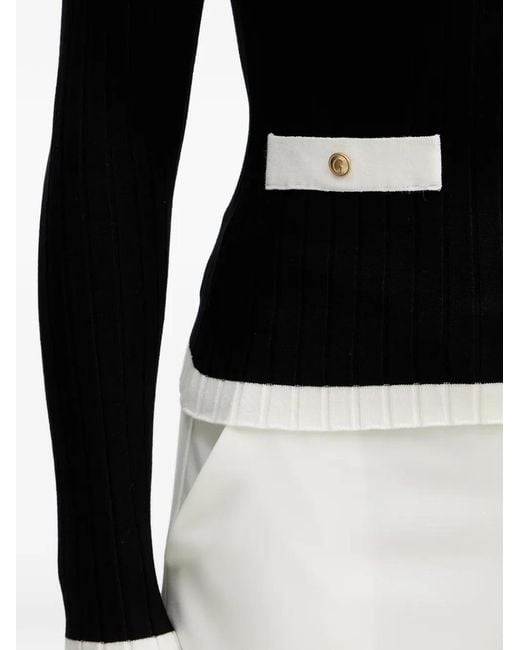 Guess Black Ribbed Buttoned Sweater