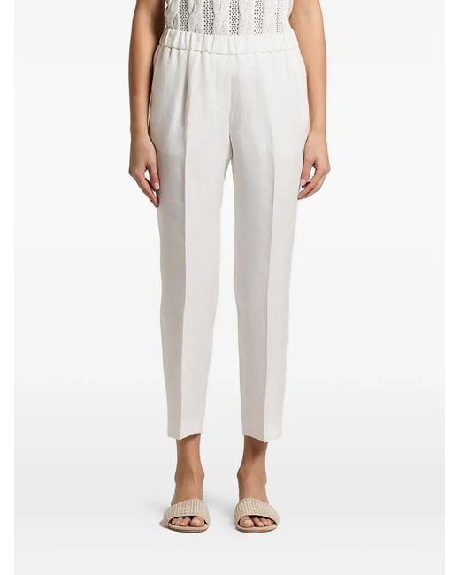 Peserico White Elasticated-Waist Trousers