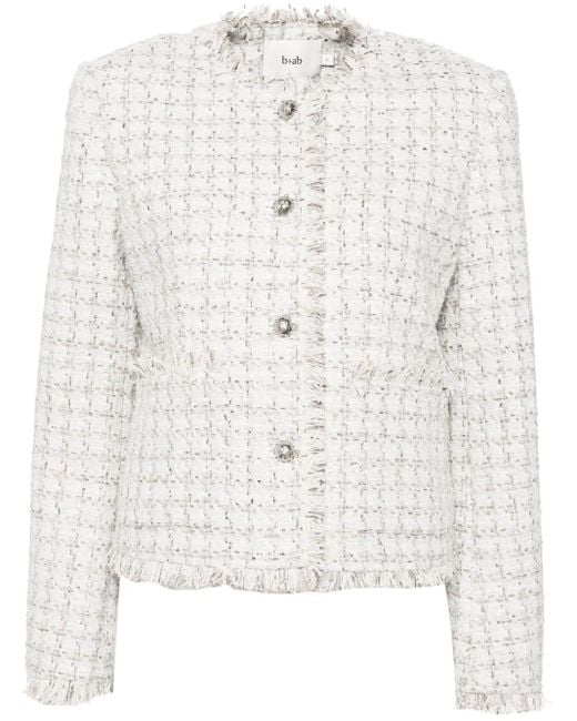 B+ AB White Raw-Finish Tweed Jacket