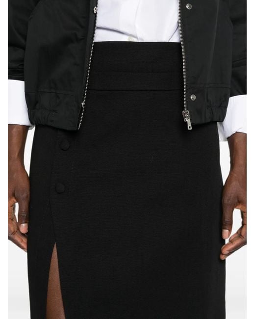 Sandro Black Split-Front Midi Skirt