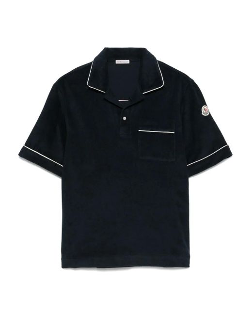 Moncler Black Textured Polo Shirt for men