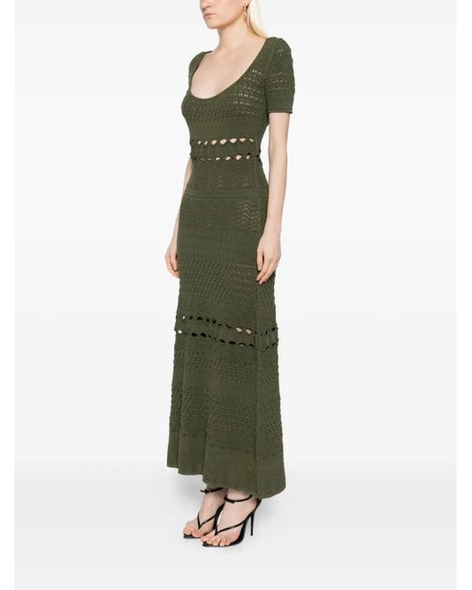 Elie Saab Green Cut-Out Midi Dress