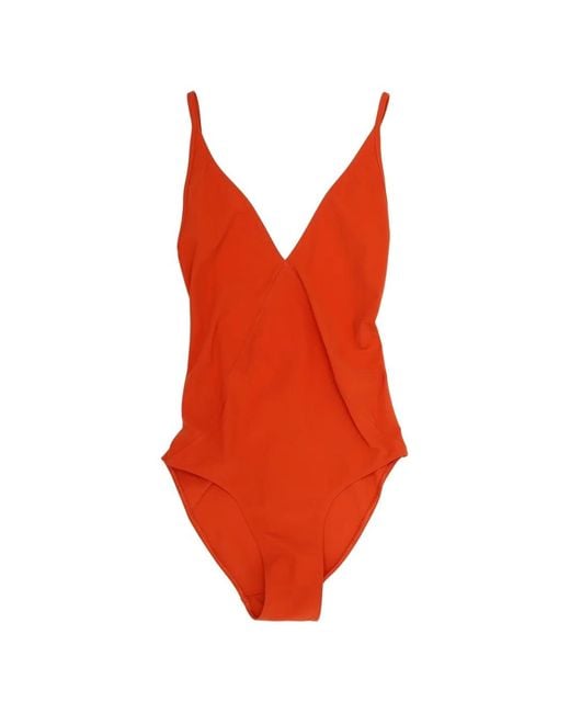 Rick Owens Orange V-Neck Swimsuit