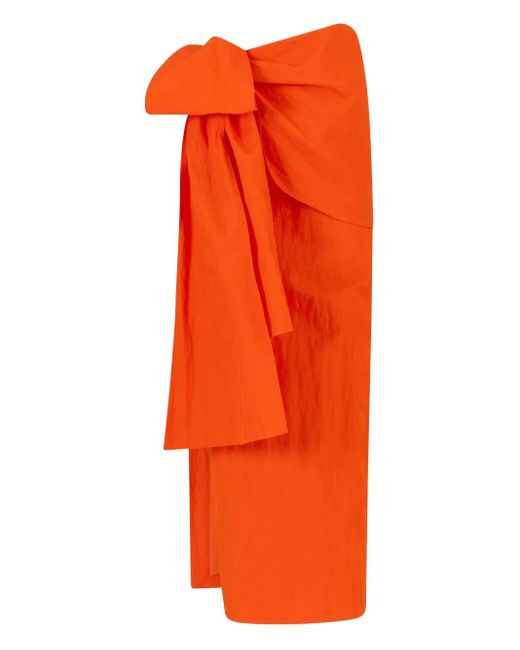 Rosie Assoulin Silk Midi Skirt Orange