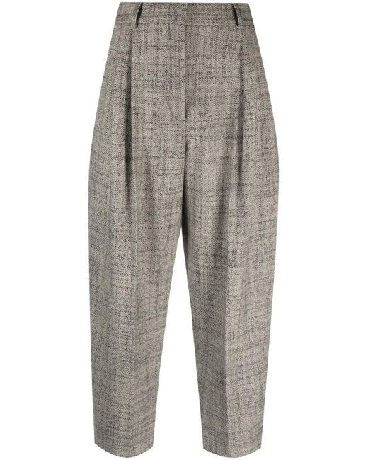 Stella McCartney Gray Pleated Cropped Wool Trousers