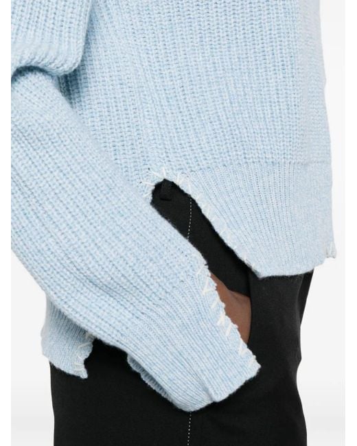 Marni Geribbelde Wollen Trui Met Zakdetail in het Blue
