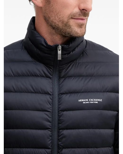 ARMANI EXCHANGE Blue Zipped Quilted Jacket for men