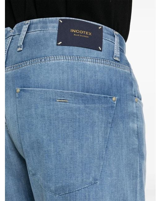 Incotex Jeans Met Logopatch En Toelopende Pijpen in het Blue voor heren