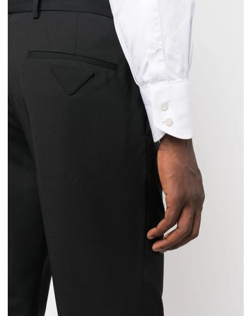 Prada Black Triangle-Logo Trousers for men
