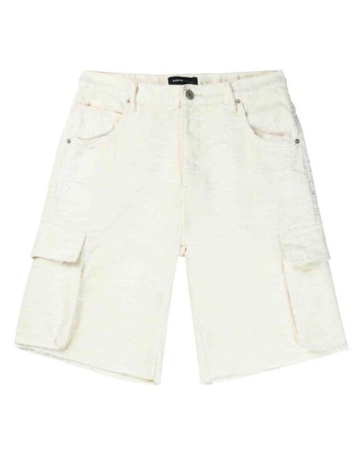 Purple Brand White Cargo Cotton-blend Shorts for men