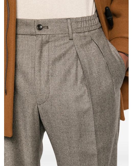 Tagliatore Gray Pantalon Plissé À Motif Pied-De-Poule for men