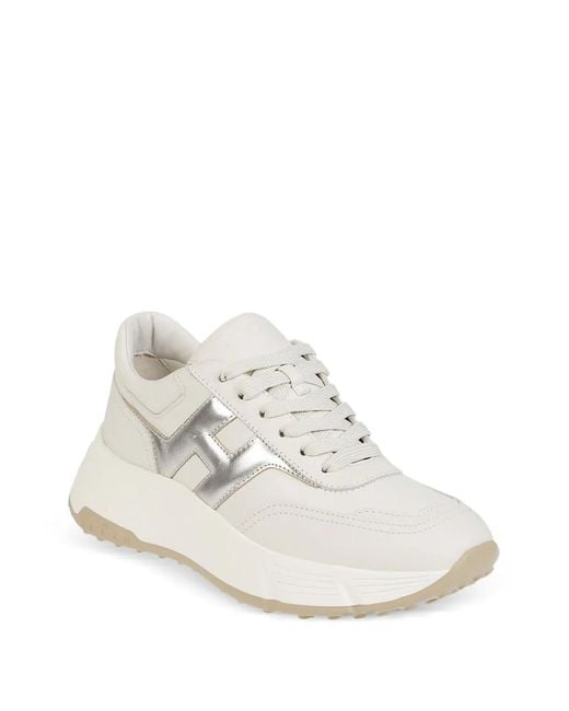 Hogan White Logo-Detail Lace-Up Sneakers