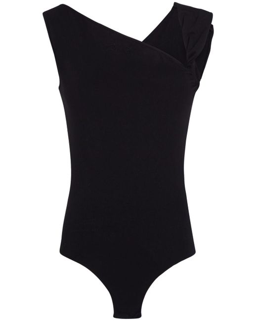 Karl Lagerfeld Black Asymmetric Organic-cotton Bodysuit
