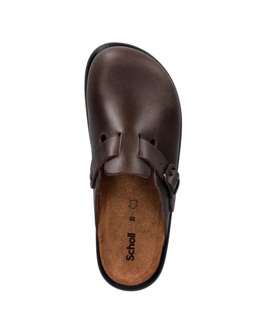Scholl Brown Fae Buckle-Strap Mules