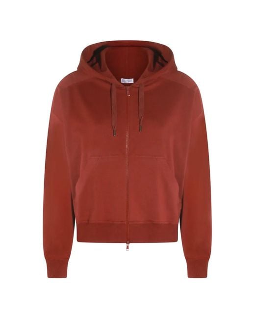 Brunello Cucinelli Red Zip-Up Hoodie