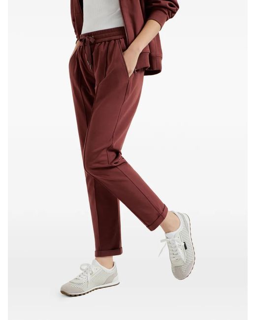 Brunello Cucinelli Red Drawstring Track Pants