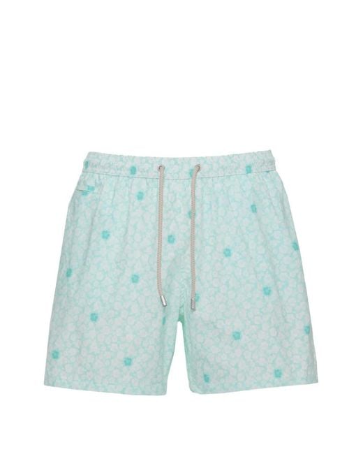 Mc2 Saint Barth Blue Floral-Print Drawstring Swim Shorts for men