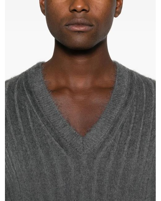 Fendi Gray V-Neck Sweater for men