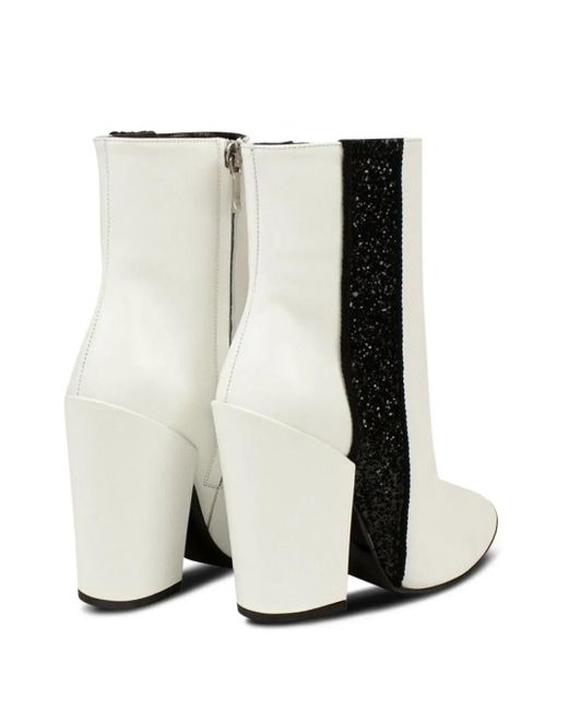 Amiri White Glitter-Stripe Leather Boots