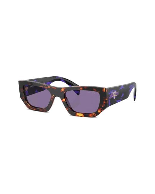 Prada Purple Tortoiseshell-Effect Geometric Sunglasses