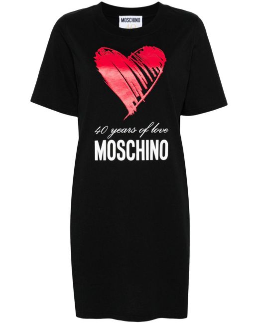 Moschino Black Heart-appliqué Cotton Minidress
