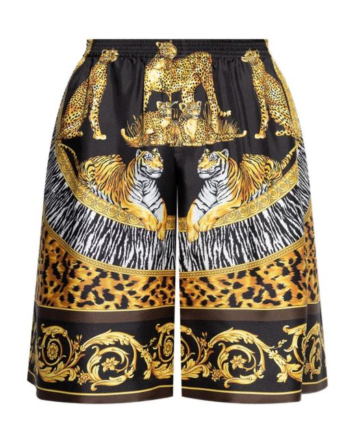 Shorts Leopardati di Versace in Yellow da Uomo