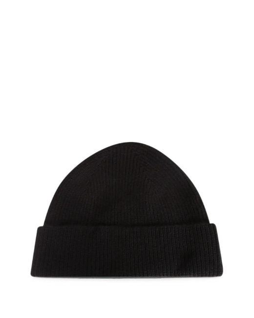 Zegna Black Ribbed-Knit Beanie Hat for men