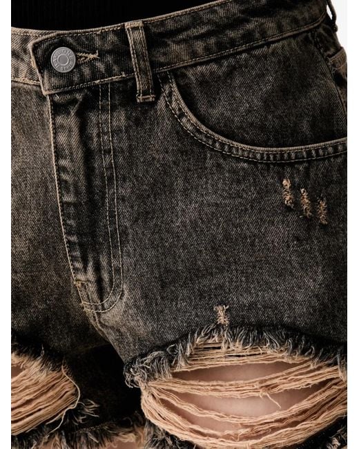 Haveone Natural Distressed Denim Shorts