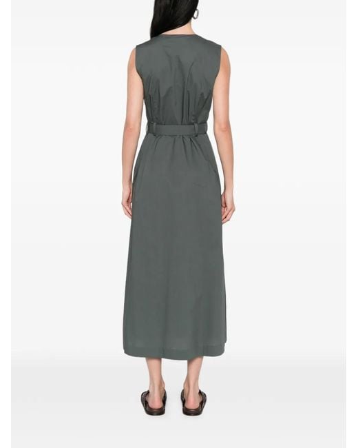 Woolrich Gray Belt V-Neck Dress
