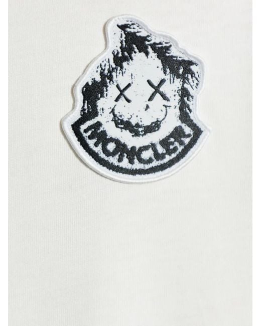 Moncler White Logo-Patch T-Shirt for men