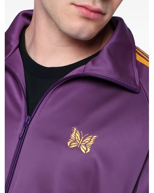 Needles Purple Butterfly-Embroidered Track Jacket for men