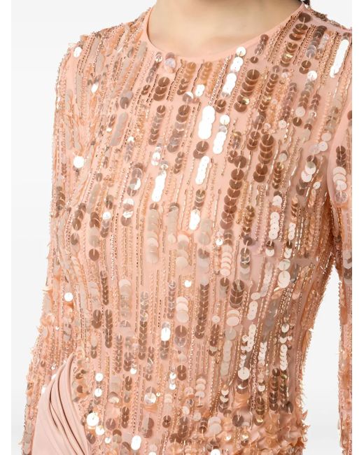 Elisabetta Franchi Pink Drapiertes Red Carpet Kleid mit Pailletten