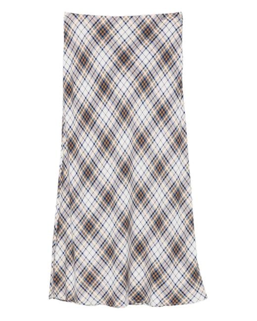 Liu Jo Gray Plaid Straight Skirt