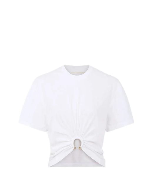 Rabanne White T-Shirt With Piercing