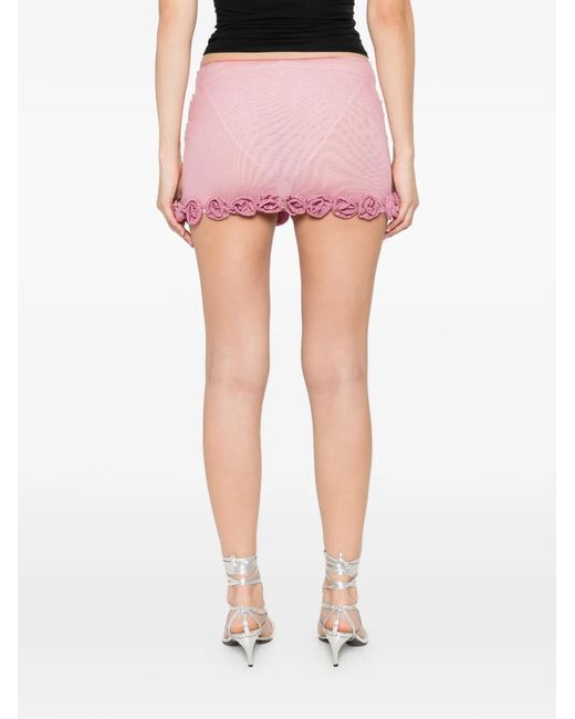 Oseree Pink Rose Trim Short Skirt