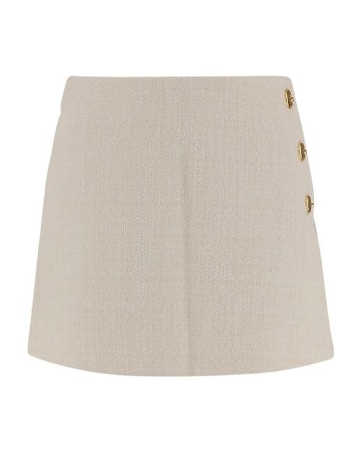 Pinko Natural Textured Mini Skirt With Side Slit