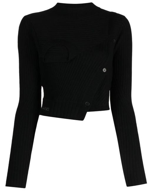 Feng Chen Wang Black Asymmetrischer Pullover